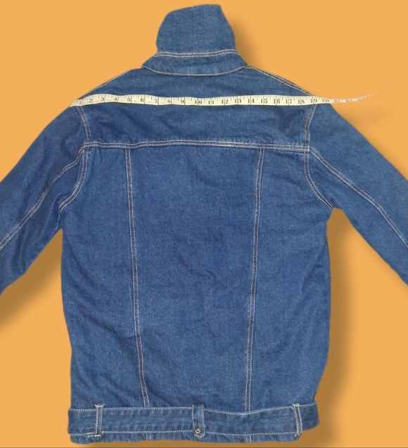 PULL&BEAR Denim Moto Sherpa Jacket Womens Size Large - Picture 12 of 16